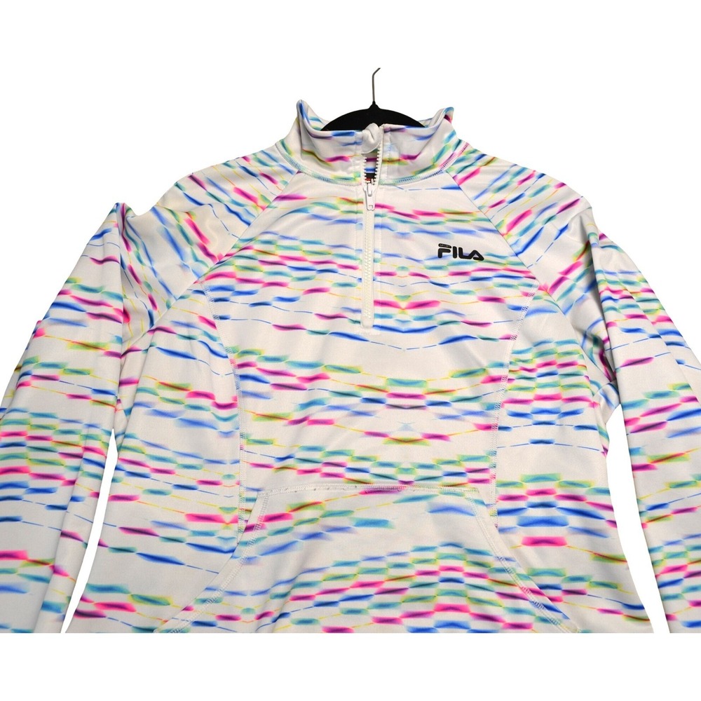 FILA Sport Womens‎ Activewear 1/4 Zip Pullover Jacket Multicolor Stripes Large